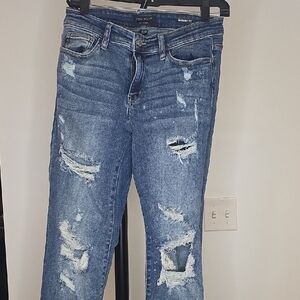 Judy Blue Medium Blue Distressed Skinny Jeans 7/28